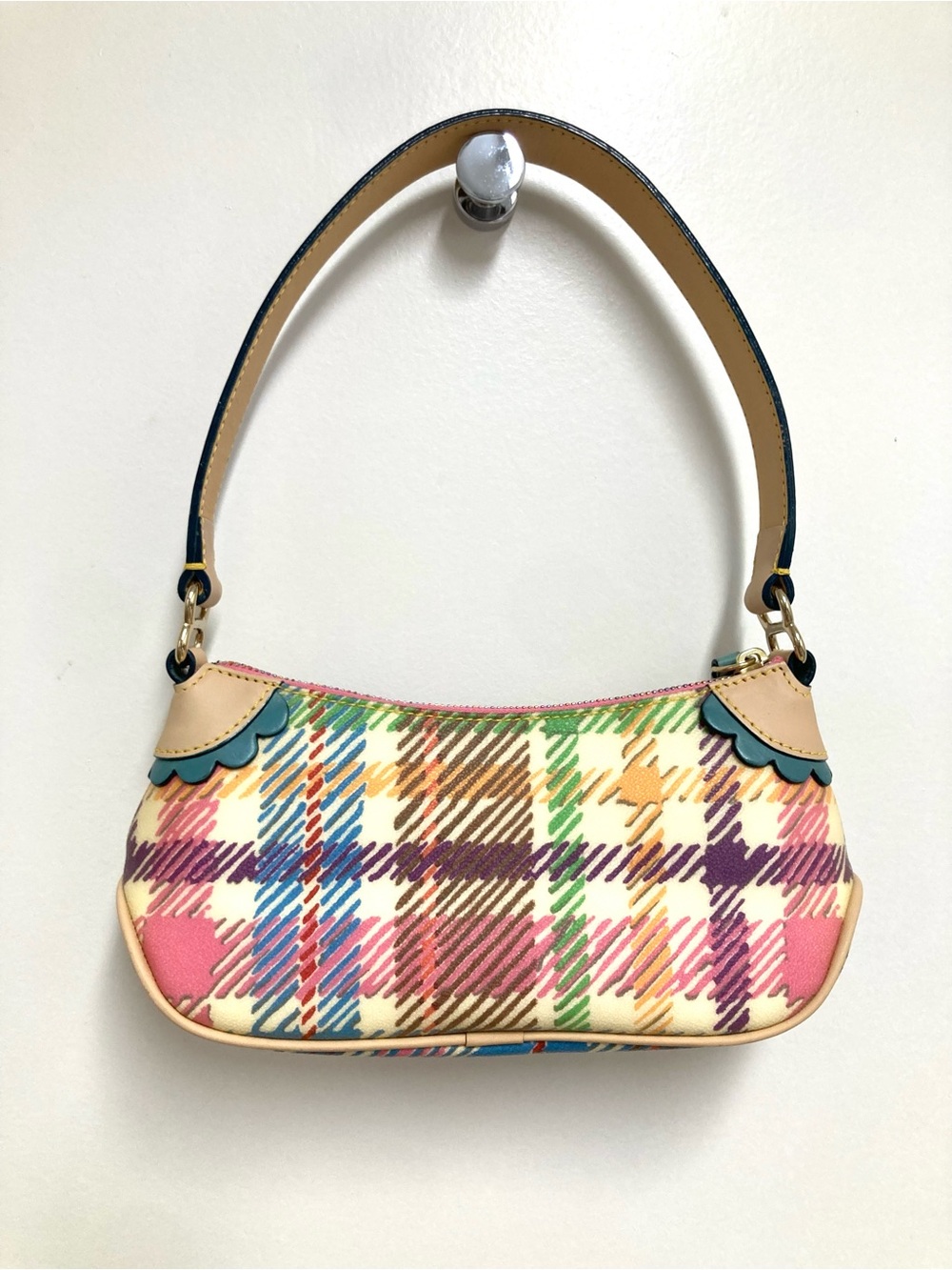 Dooney & Bourke Multicolor Plaid Mini Shoulder Bag with Vachetta leather trim - Picture 2 of 7